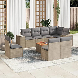 Maison Chic Salon de jardin avec coussins 9 pcs | Ensemble de Table et chaises | Mobilier d'Extérieur beige résine tressée -GKD87046