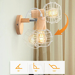 Acheter Stoex (2X) Applique Murale Rétro Applique Murale D'Intérieur Moderne Lampe Murale Cage En Métal Pour Chambre, Salon Et Bureau, Blanc