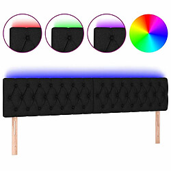 Maison Chic Tête de lit scandinave à LED,meuble de chambre Noir 200x7x78/88 cm Tissu -MN71885