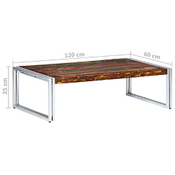 vidaXL Table basse 120x60x35 cm Bois de récupération solide pas cher