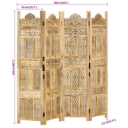 vidaXL Cloison de séparation 4 panneaux 160x165 cm Bois de manguier pas cher