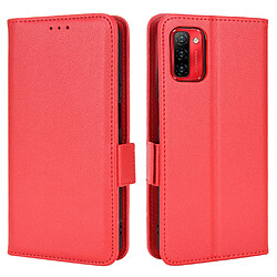 Etui en PU texture litchi, fermoir magnétique double, anti-chocs avec support, rouge pour votre Ulefone Note 12P