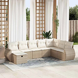 vidaXL Salon de jardin avec coussins 8 pcs beige résine tressée