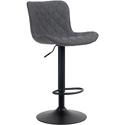 Decoshop26 Tabouret de bar x1 coutures décoratives pied trompette hauteur réglable en métal noir assise en tissu noir 10_0004864