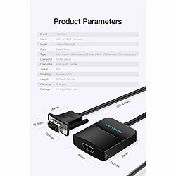 Acheter Convertisseur Vga Vers Hdmi Noir Avec Câble Adaptateur Audio Hd Ordinateur Tv Projecteur Adaptateur Vidéo Abs 0,5 M