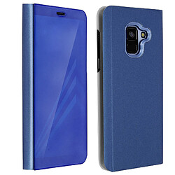 Avizar Étui Galaxy A8 Housse folio Miroir coque rigide clapet fonction support - Bleu