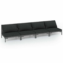 Maison Chic Salon de jardin 4 pcs + coussins - Mobilier/Meubles de jardin - Table et chaises d'extérieur Résine tressée Gris foncé -MN33466