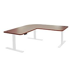 Decoshop26 Bureau d'angle table d'ordinateur réglable en hauteur électriquement 178x178cm 84kg MDF et métal blanc 04_0002502