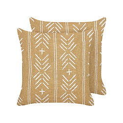 Beliani Lot de 2 coussins BANYAN Coton 45 x 45 cm Géométrique Impression en bloc Beige sable