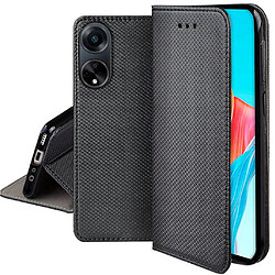 Htdmobiles Housse etui portefeuille avec coque interieure en silicone pour Oppo A98 5G + verre trempe - NOIR MAGNET