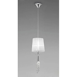 Luminaire Center Suspension Tiffany 1+1 Ampoule E27+G9, chrome poli avec Abat jour blanc & cristal transaparent