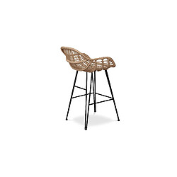 ICONIK INTERIOR Tabouret de bar avec accoudoirs - Style Boho Bali - 65cm - Many Marron foncé pas cher