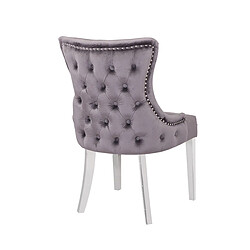 Vivenla Lot de 2 Chaises de salle à manger design avec capitonnage à l'arriere revêtement en velours gris foncé et piètement en acier inoxydable argenté collection LEO pas cher