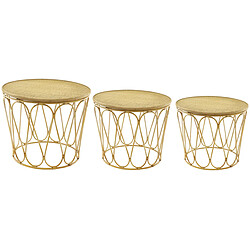 Sil Tables d'appoint en MDF et rotin (Lot de 3).