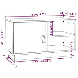 vidaXL Meuble TV Blanc 70x34x40 cm Bois de pin massif pas cher