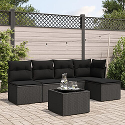 Maison Chic Salon de jardin 6 pcs avec coussins | Ensemble de Table et chaises | Mobilier d'Extérieur noir résine tressée -GKD96211