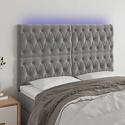 Maison Chic Tête de lit scandinave à LED,meuble de chambre Gris clair 144x7x118/128 cm Velours -MN11282