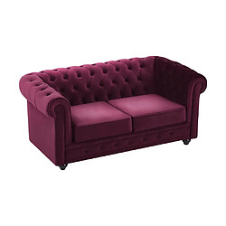 Avis Vente-Unique Canapé 2 places velours pourpre CHESTERFIELD