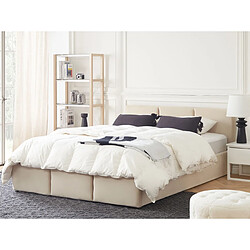 Beliani Lit avec coffre en velours beige clair 160 x 200 cm BOUSSE