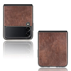 Coque en TPU + PU texture litchi mince marron pour votre Samsung Galaxy Z Flip3 5G