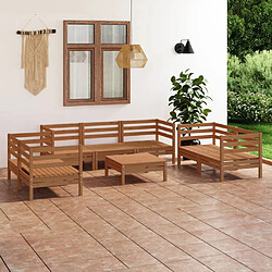 vidaXL Salon de jardin 8 pcs Marron miel Bois de pin massif