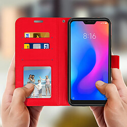 Avizar Housse Xiaomi Mi A2 Etui Folio Portefeuille Fonction Support - Rouge