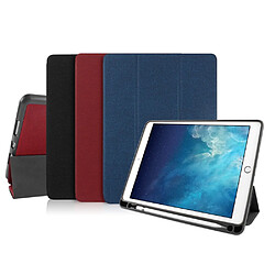 Avis Etui en PU tissu de jeans avec fente pour stylo noir pour votre Apple iPad Pro 10.5