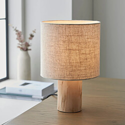 Endon Lampe de table complète, bois d'eucalyptus naturel, lin naturel