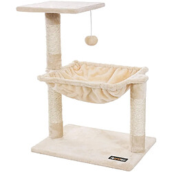 Helloshop26 Arbre à chat griffoir niches colonnes renforcées 70 cm beige 12_0000155