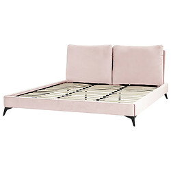 Beliani Lit double en velours rose 180 x 200 cm MELLE pas cher