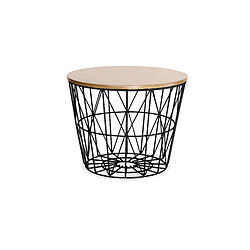 ICONIK INTERIOR Table d'appoint ronde - Design industriel - Bois et métal - Basker Blanc