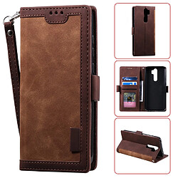 Etui en PU style d'épissage vintage avec support marron pour votre Xiaomi Redmi Note 8 Pro