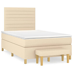 vidaXL Sommier à lattes de lit avec matelas Crème 120x200 cm Tissu