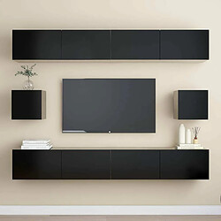 Maison Chic Ensemble de meubles TV 6 pcs | Banc TV Moderne pour salon | Meuble de Rangement - Noir Aggloméré -MN59519