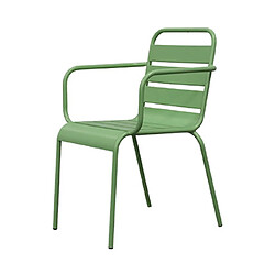 Acheter Mes Lot de 4 chaises de jardin en métal vert avec accoudoirs - BACA