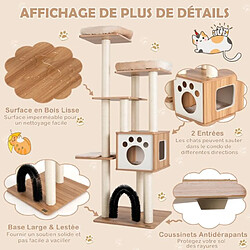 Avis Helloshop26 Arbre à chat 175cm à 6 niveaux avec niche et coussin amovible grande tour de jeu pour chat avec poteaux en sisal beige 20_0007648