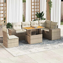 vidaXL Salon de jardin avec coussins 7 pcs beige résine tressée