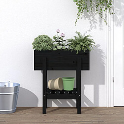 Maison Chic Jardinière,Bac à fleurs - pot de fleur noir 62x30x69 cm bois massif de pin -GKD33924