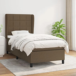 Maison Chic Lit adulte- Lit + matelas,Sommier à lattes de lit avec matelas Marron foncé 100x200 cm -GKD34739