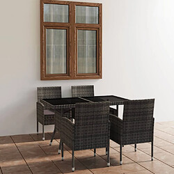 Maison Chic Jeu à dîner de jardin 5 pcs,Mobilier de salle à manger d'extérieur,Meuble à dîner Résine tressée Anthracite et gris -GKD647285