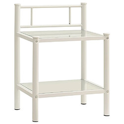 Avis Maison Chic Lot de 2 Tables de chevet,Table de nuit,Table d'appoint pour salon Blanc et transparent Métal et verre -MN49815