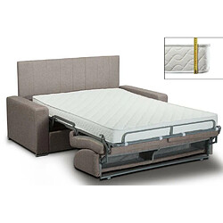 Inside 75 Canapé lit CanapExpress lattes 160cm matelas mémory 22cm tête de lit intégrée velours taupe