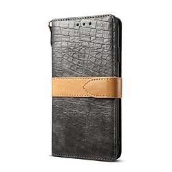 Wewoo Housse Coque Étui en cuir à rabat horizontal PU de texture épissée de couleur crocodile pour iPhone XRavec porte-monnaie et étuifentes cartes et lanière Gris