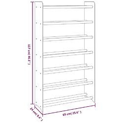 vidaXL Étagère à chaussures Marron 65x24x117 cm Bois d'ingénierie pas cher