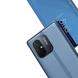 Avis Htdmobiles Housse pour Xiaomi Redmi 12C / Redmi 11A / Poco C55 - etui portefeuille miroir clear view + verre trempe - BLEU