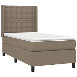 Avis Maison Chic Lit adulte- Lit + matelas,Sommier à lattes de lit avec matelas Taupe 90x200 cm Tissu -GKD52699