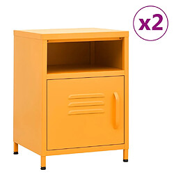 vidaXL Tables de chevet 2 pcs Jaune moutarde 35x35x51 cm Acier