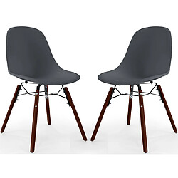 ICONIK INTERIOR Chaises de Salle à Manger - Design Scandinave - Pieds en Bois Sombre - Lot de 2 - Skögur Gris foncé