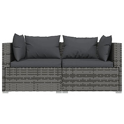 Avis vidaXL Salon de jardin 3 pcs avec coussins Gris Résine tressée