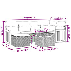 Avis Maison Chic Salon de jardin avec coussins 7 pcs | Ensemble de Table et chaises | Mobilier d'Extérieur gris résine tressée -GKD16142